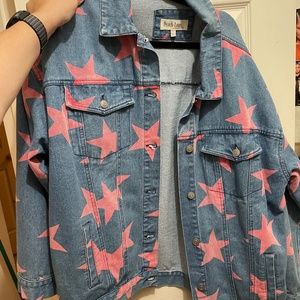 Denim Jacket w Pink Stars